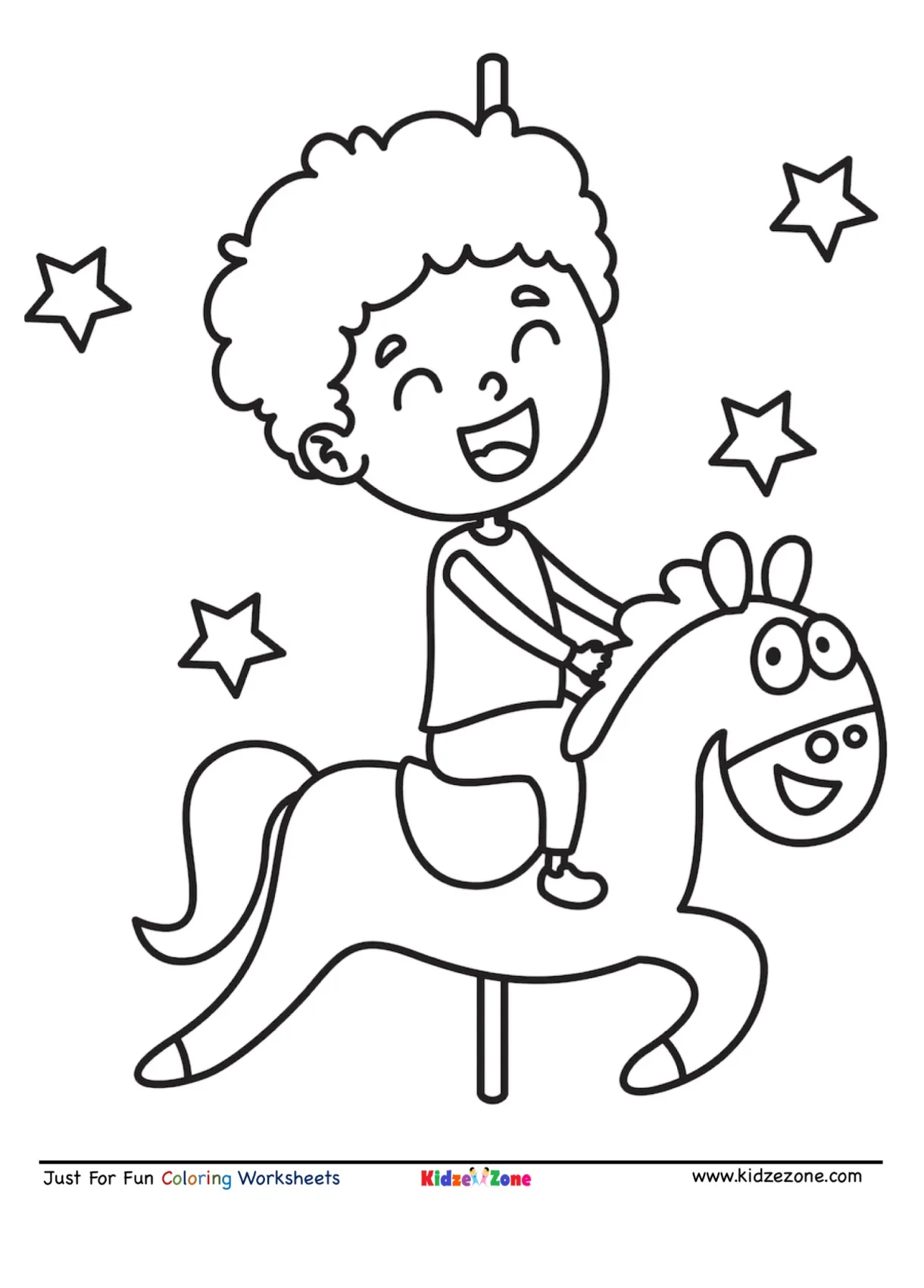 Merry go round ride coloring page kidzezone printable coloring page