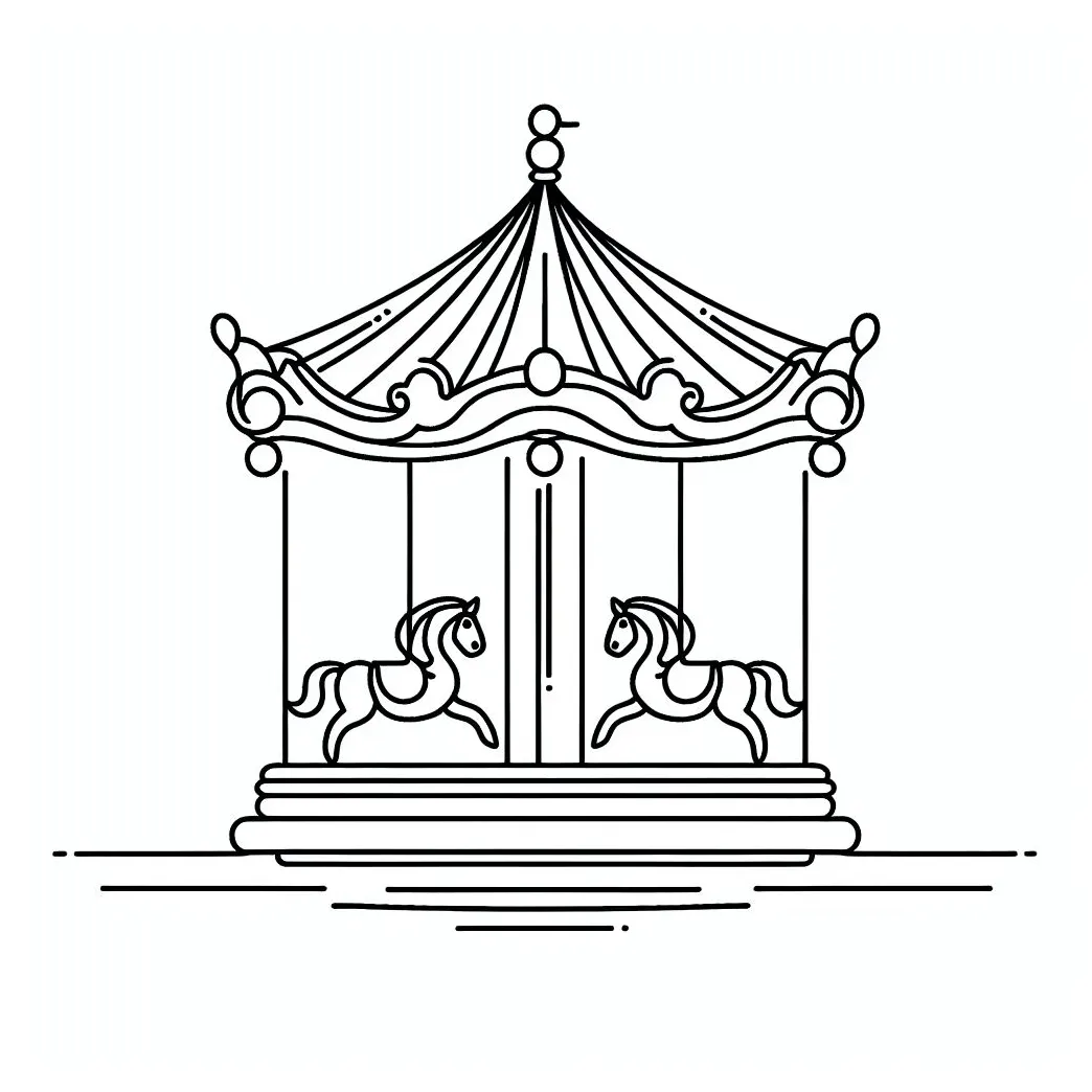 Merry-go-round carousel 🎠 coloring page