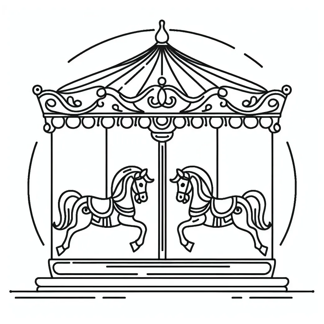 Merry-go-round carousel 🎠 coloring page
