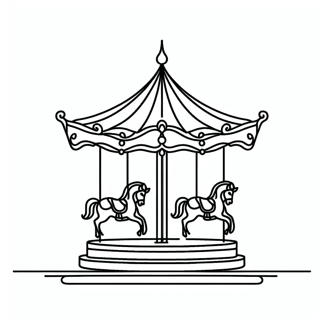 Merry-go-round carousel 🎠 coloring page