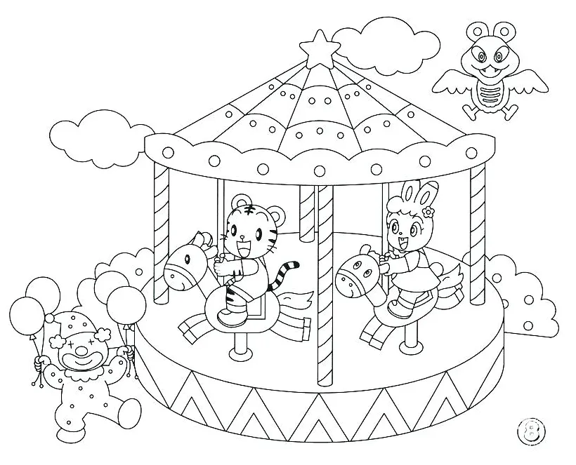 Merry go round coloring page at getcolorings free printable