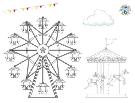 Merry Go Round Coloring Page - Free Printables - Treasure hunt 4 Kids