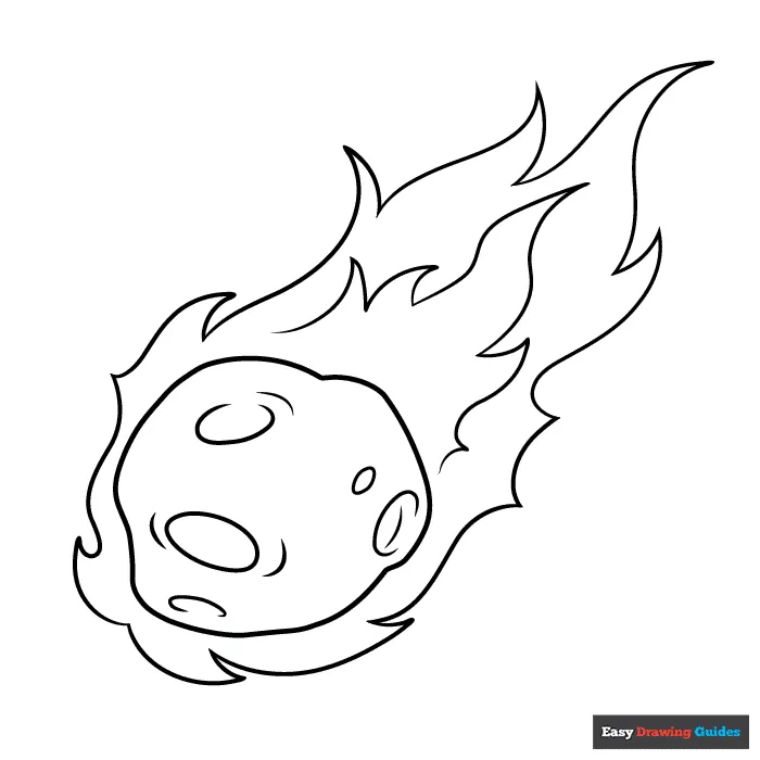Meteor coloring page easy drawing guides