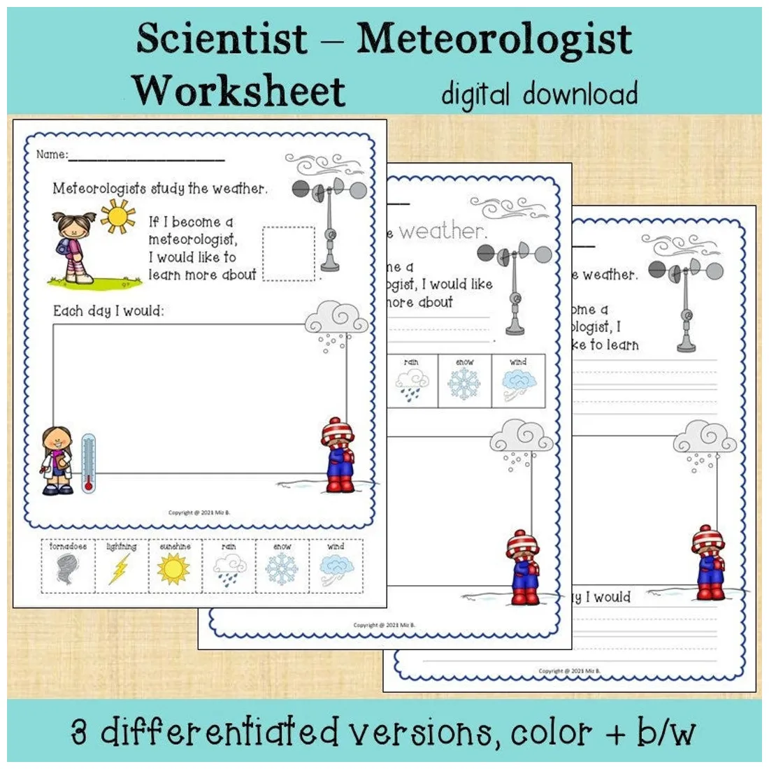 If i become a meteorologist coloring worksheet and writing prompt etsy