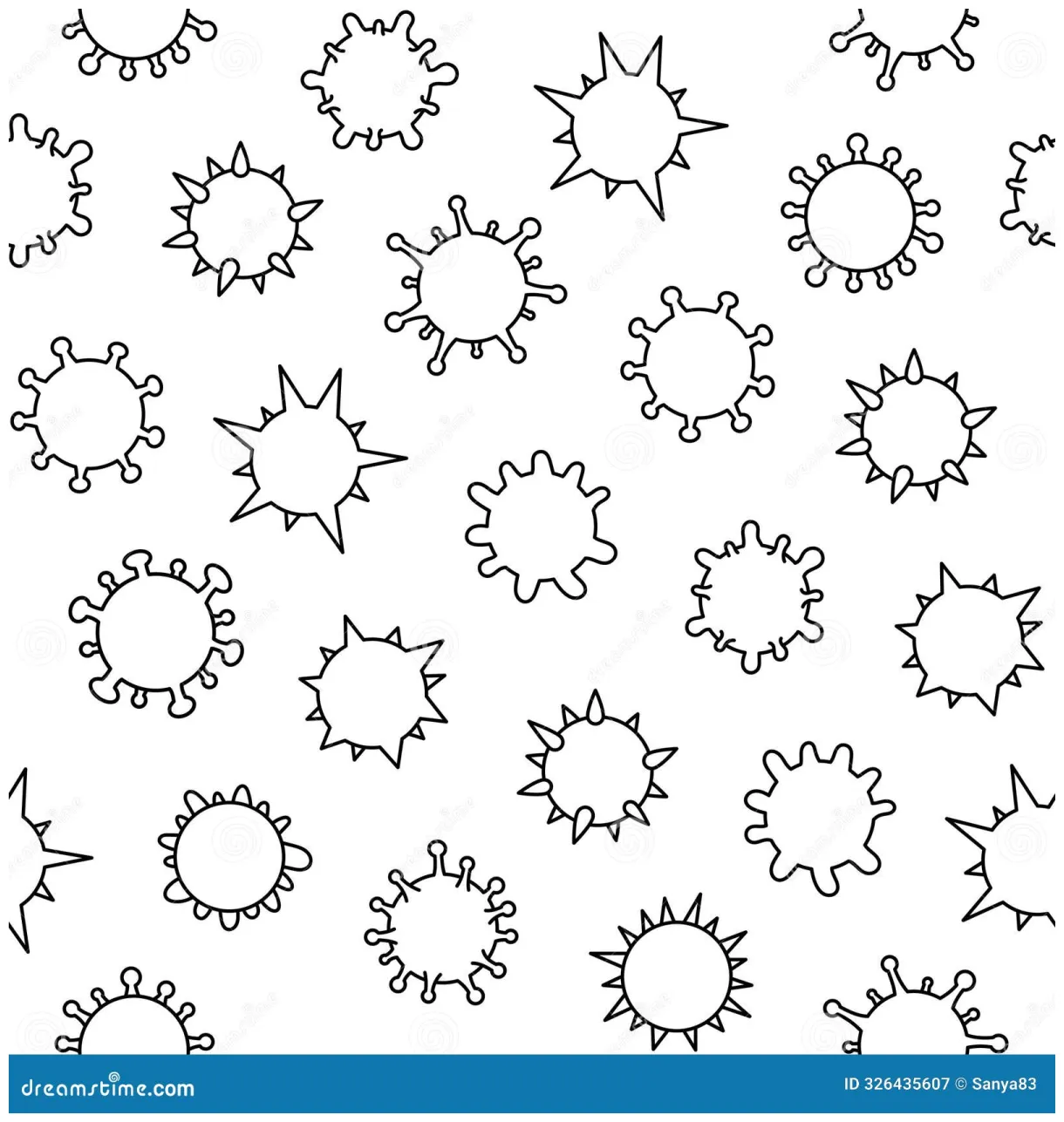 Microbes. Seamless Pattern. Coloring Book Stock Illustration