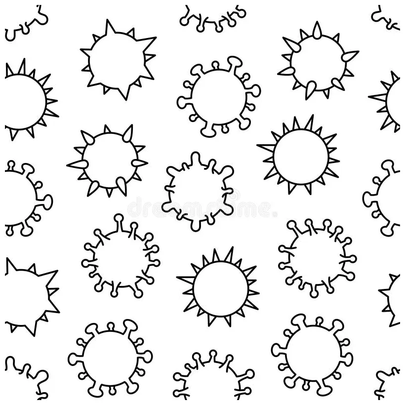 Microbes. seamless pattern. coloring book stock illustration