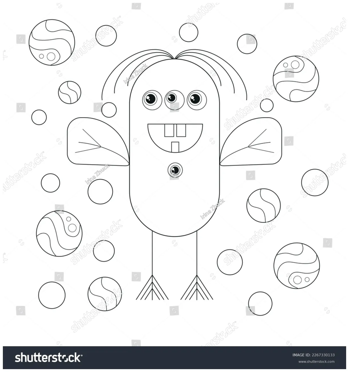 Monster microbe virus coloring page stock vector