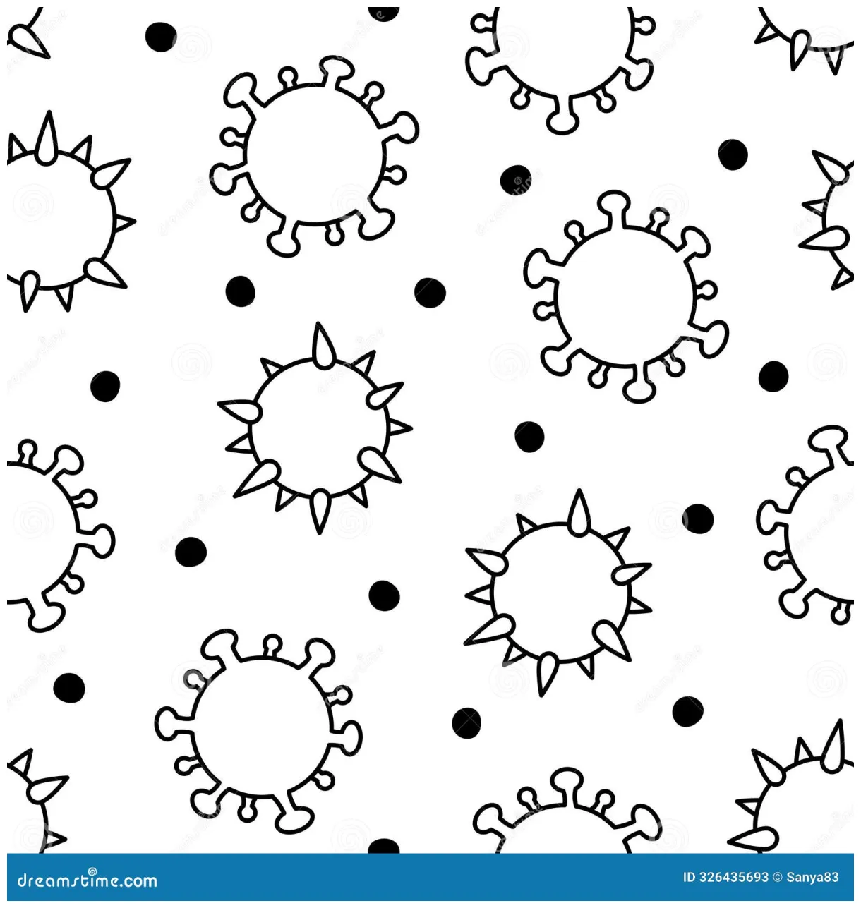 Microbes. seamless pattern. coloring book stock vector illustration