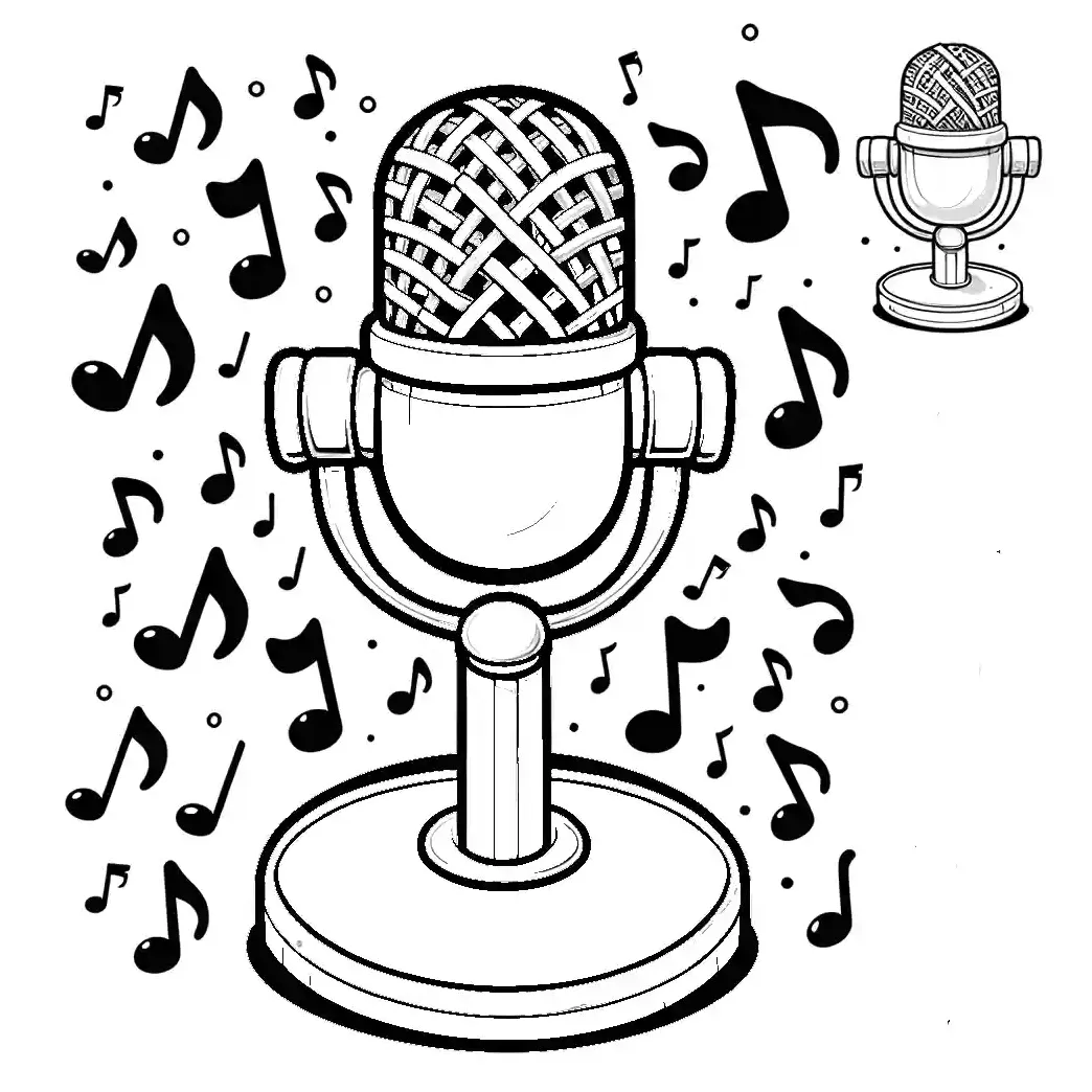 Microphone with musical notes coloring page lulu pages