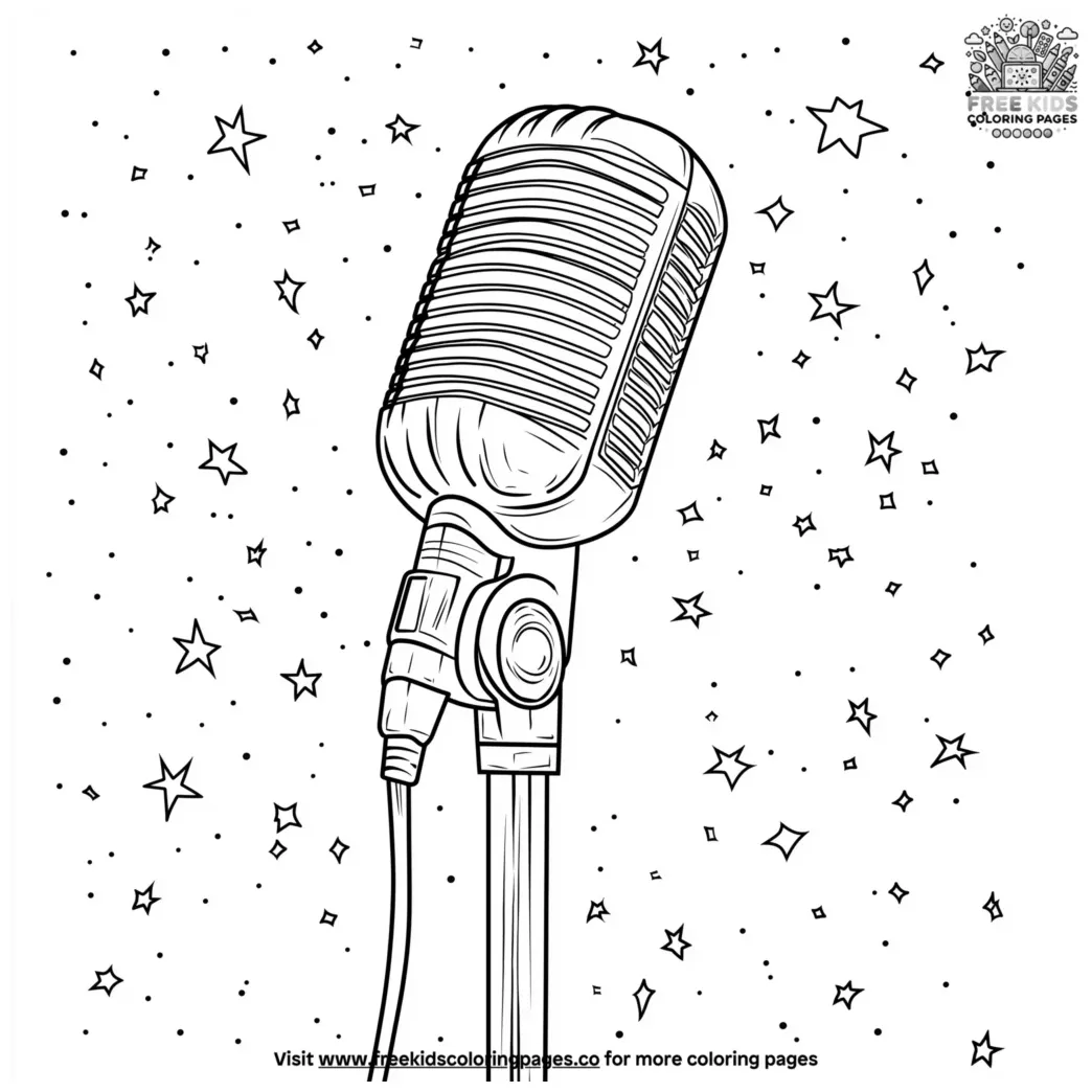 Microphone with stand coloring pages