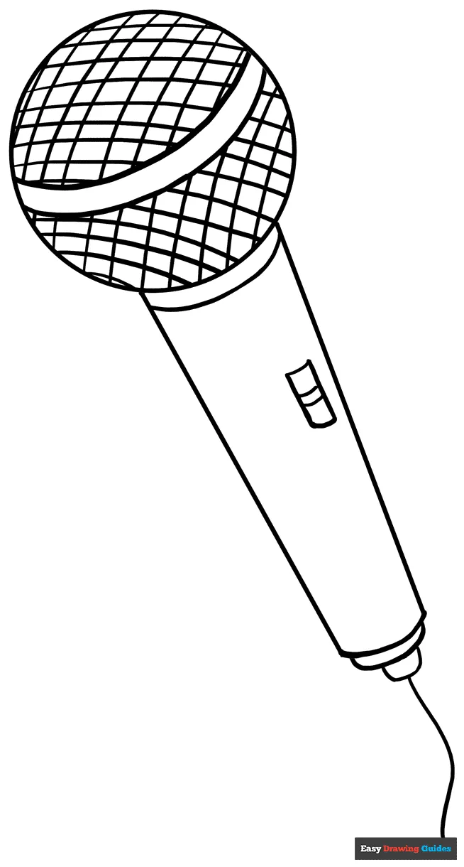 Microphone coloring page easy drawing guides