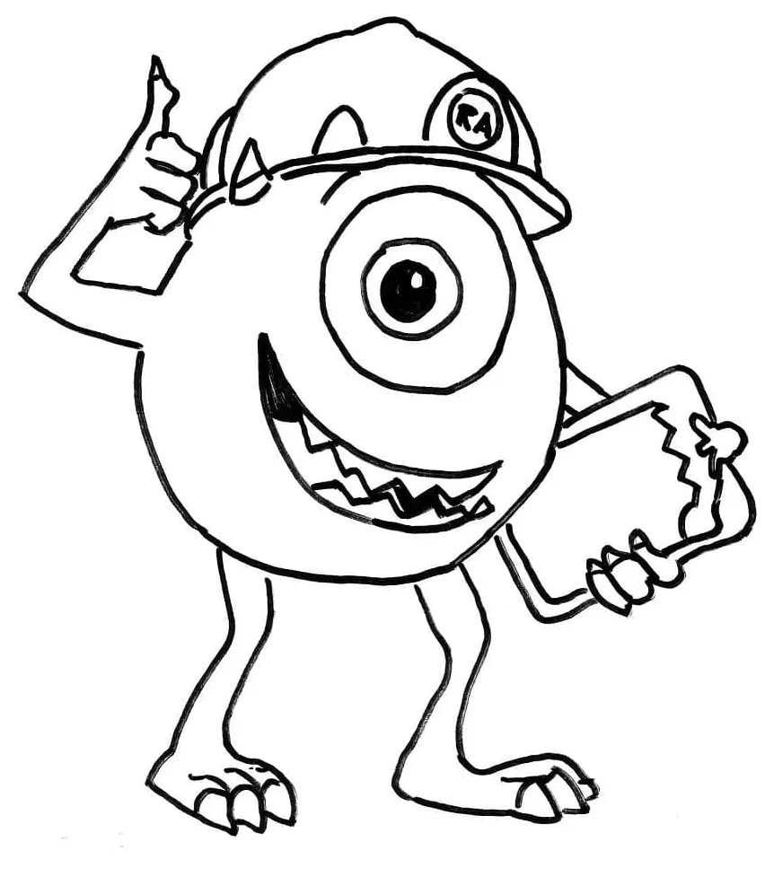 Happy Mike Wazowski coloring page - Download, Print or Color Online for