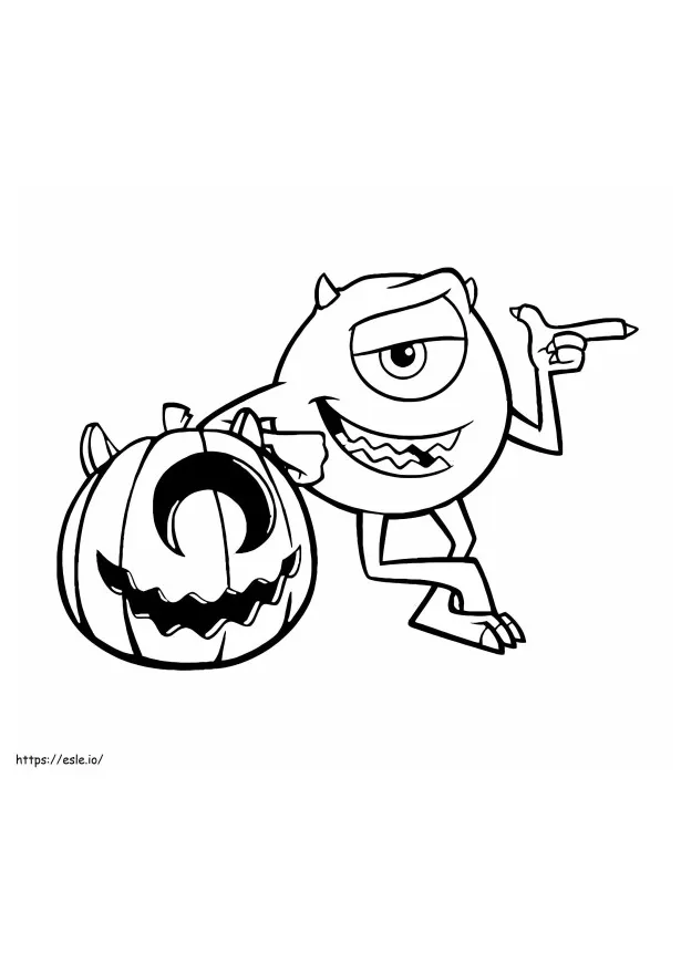 Mike Wazowski And Pumpkin coloring page