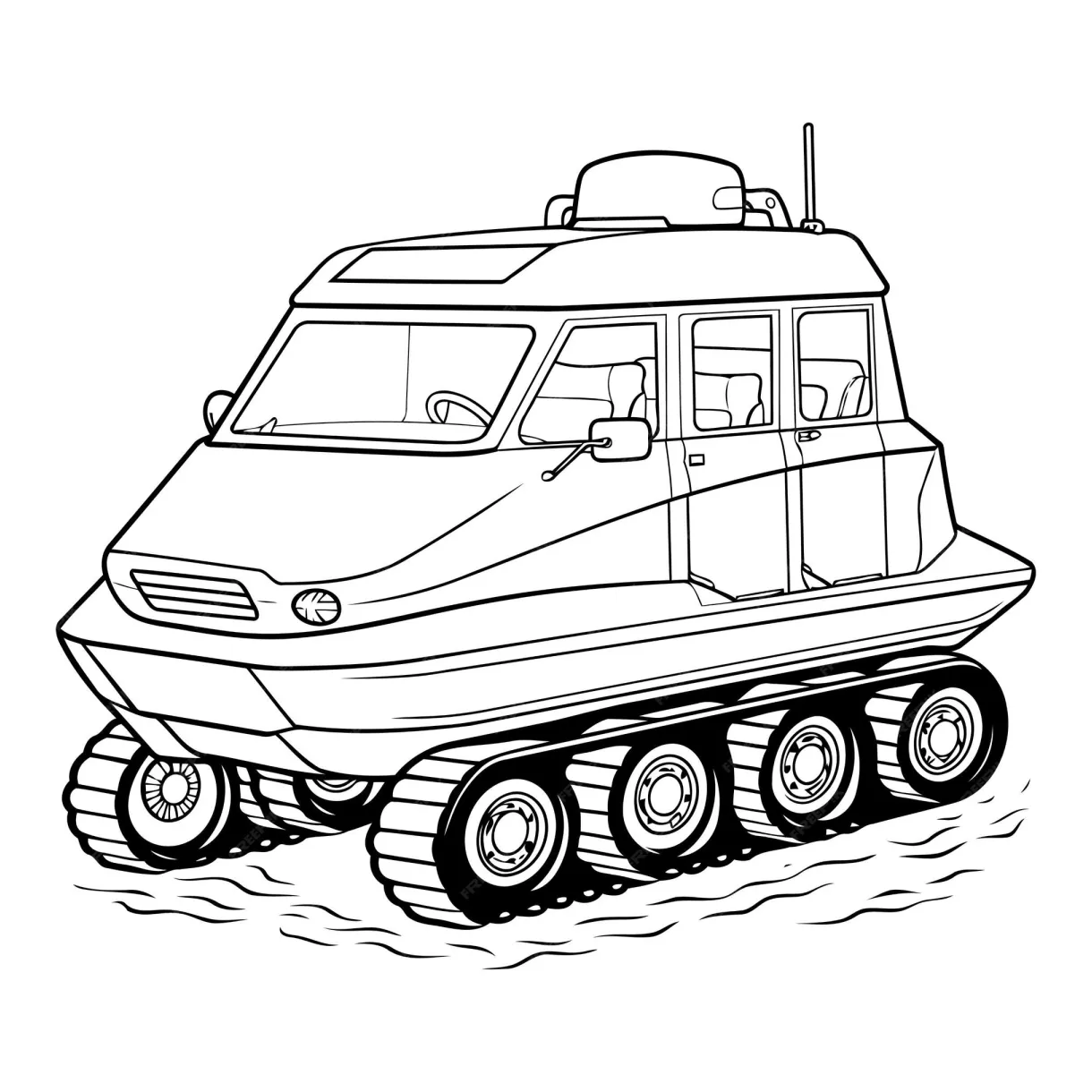 Premium vector cartoon of military vehicle for coloring book