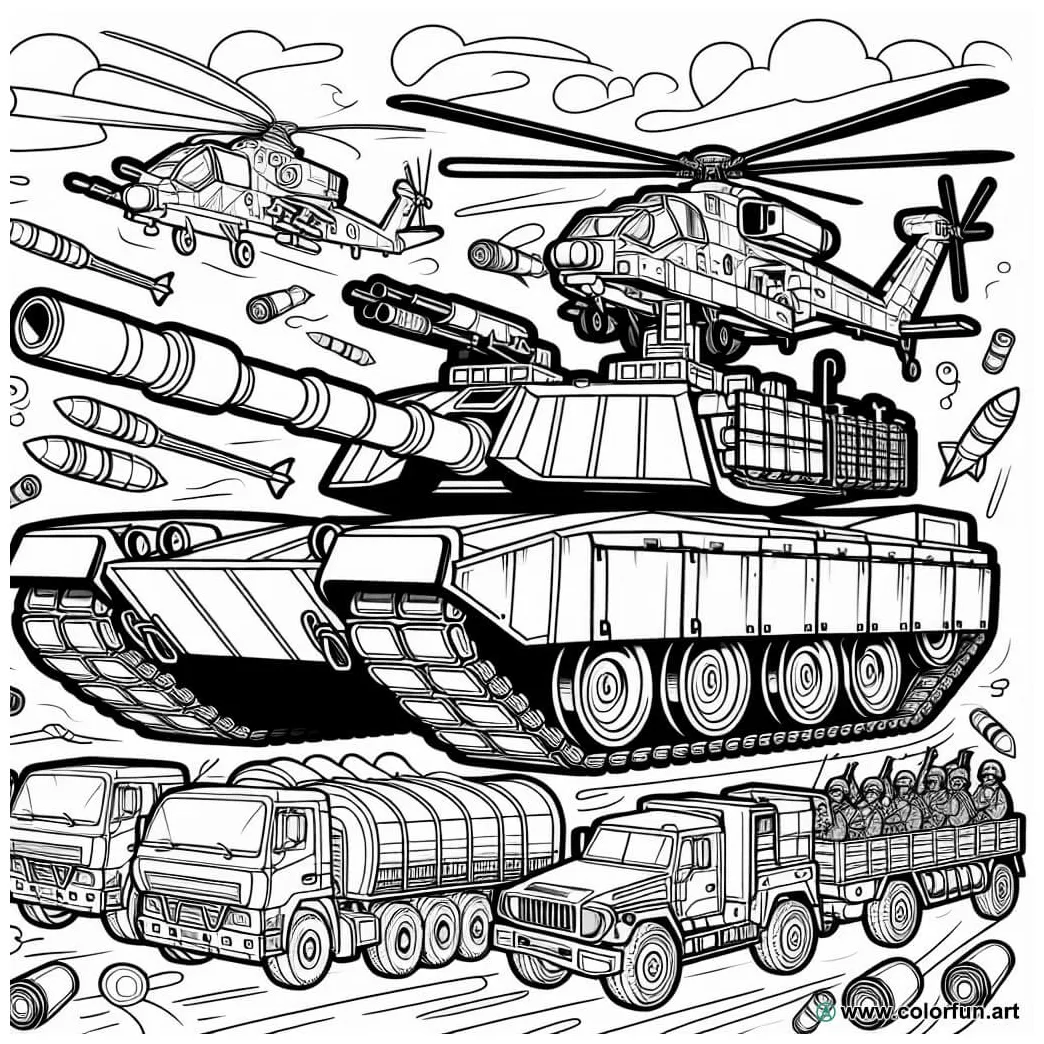 Army vehicles coloring page download or print for free printable coloring page