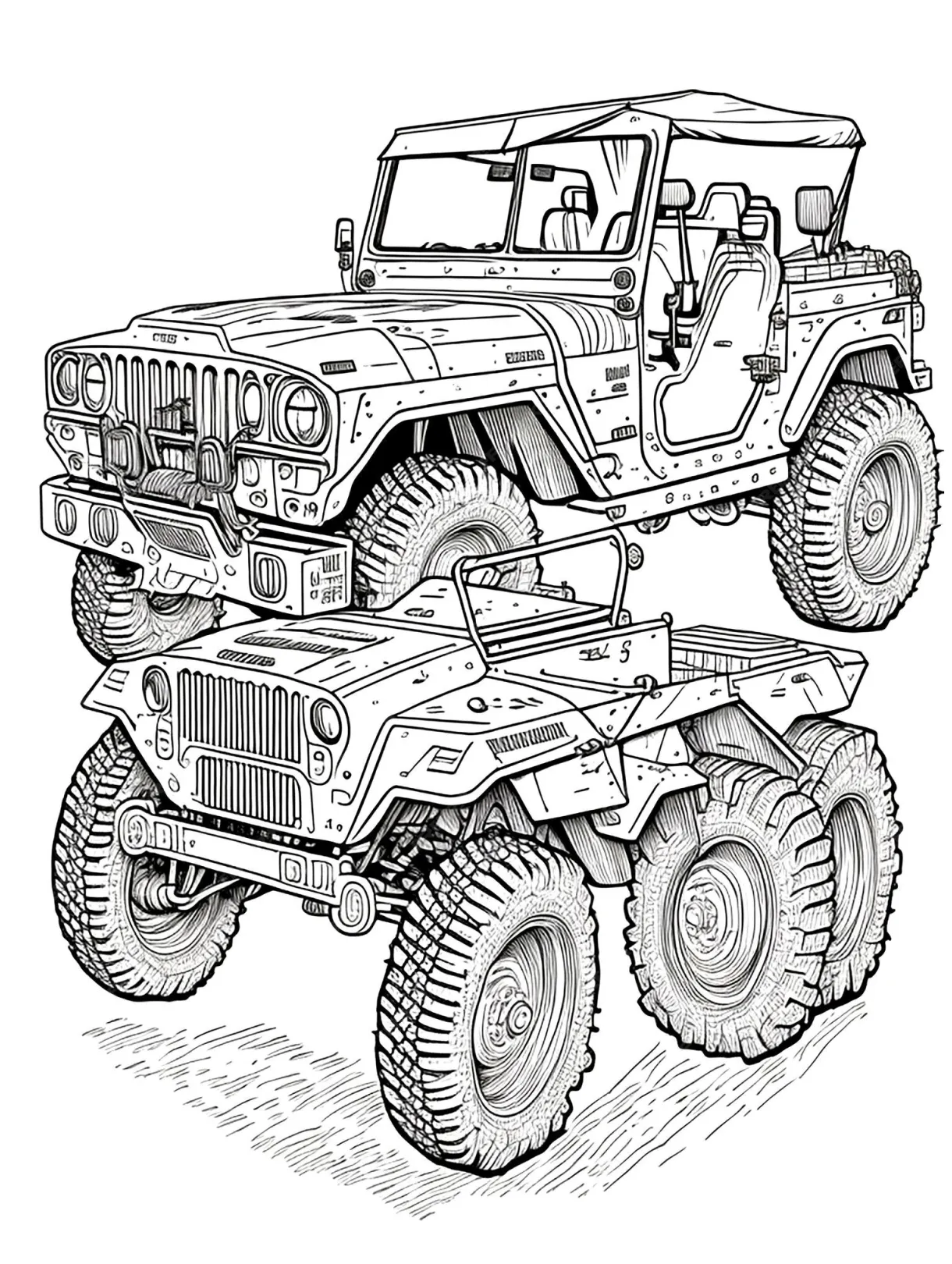Premium ai military car coloring page