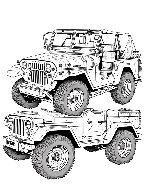 Premium ai military car coloring page