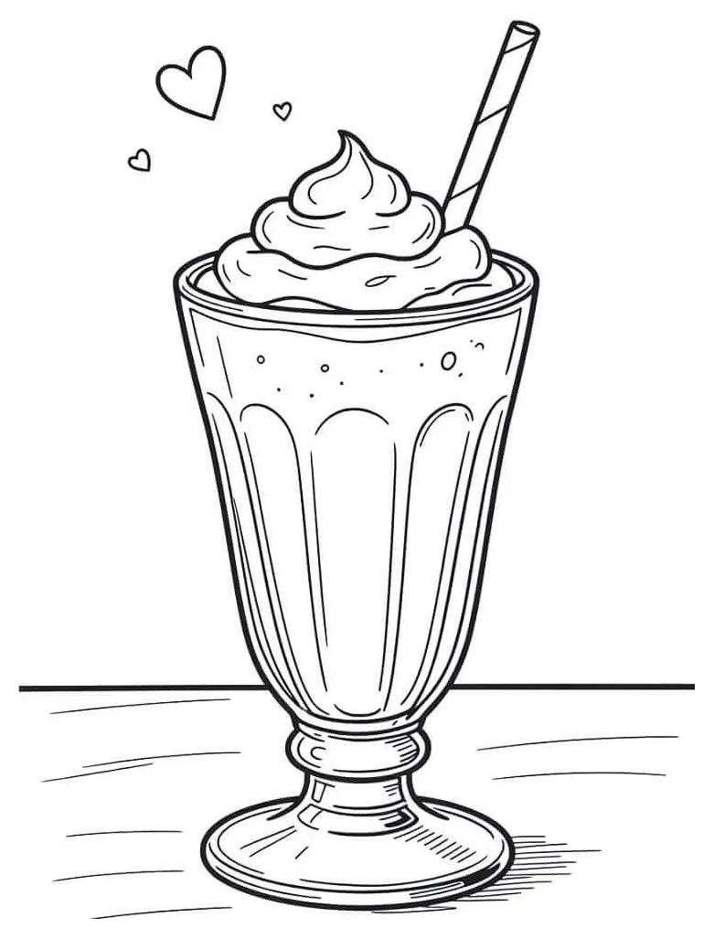 Milkshake drink coloring page download, print or color online for free