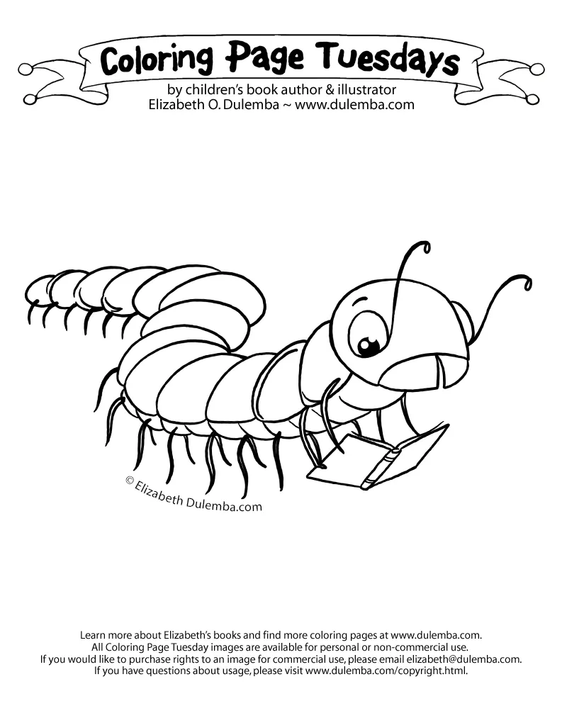 dulemba: Coloring Page Tuesday - Millipede Read!