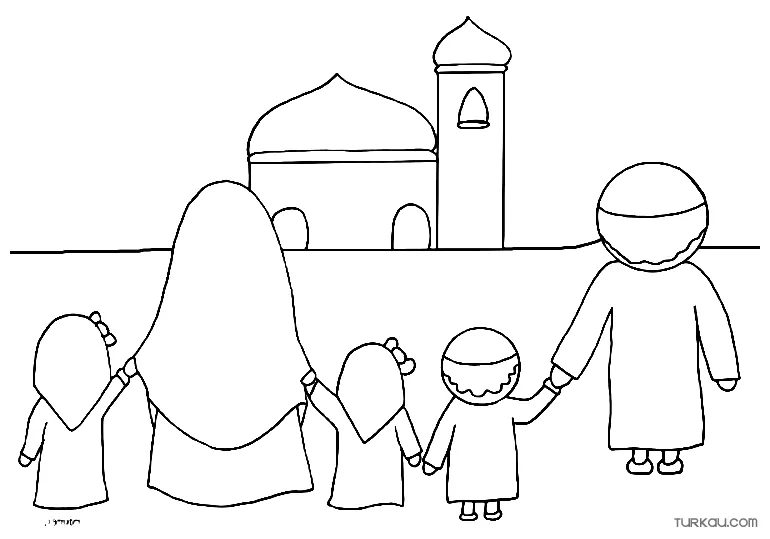 Four minaret mosque coloring page » turkau printable coloring page