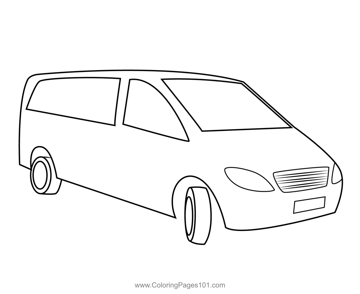 Minibus Painted Lime Coloring Page for Kids - Free Cars Printable