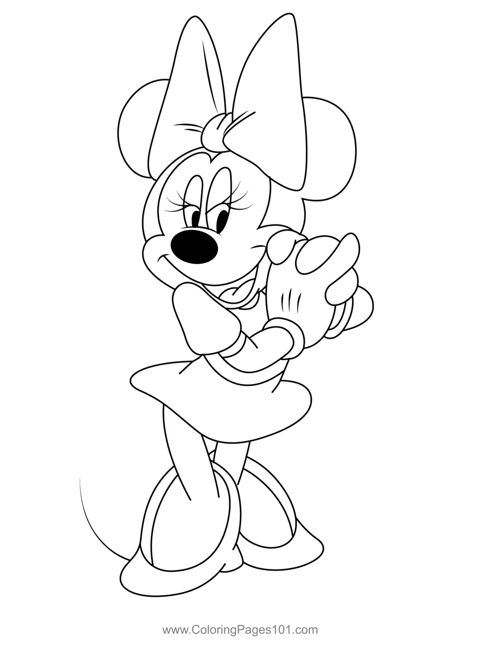 Look Minnie Mouse Coloring Page for Kids - Free Minnie Mouse Printable