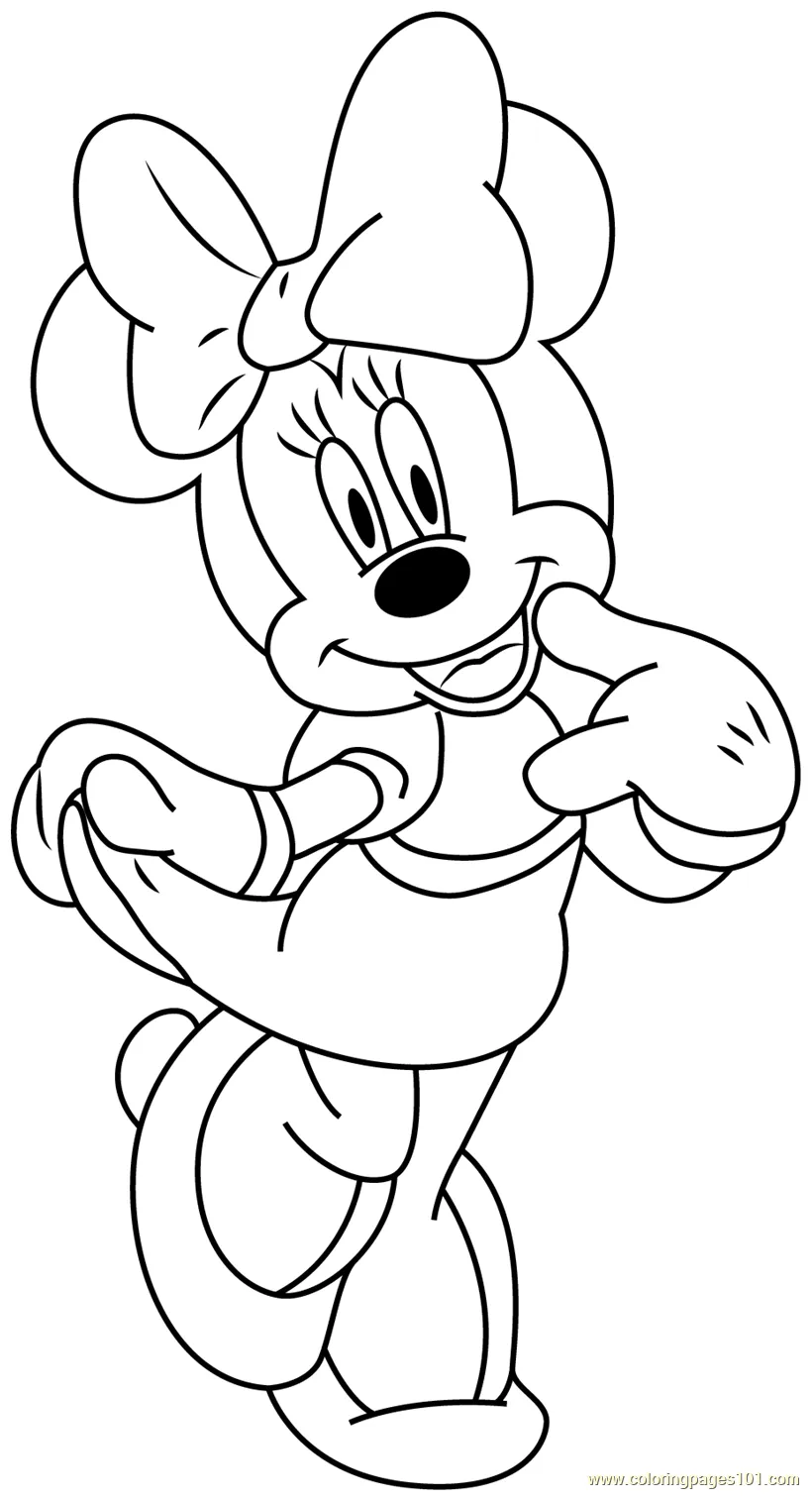 Minnie Mouse Smiling Coloring Page - Free Minnie Mouse Coloring Pages