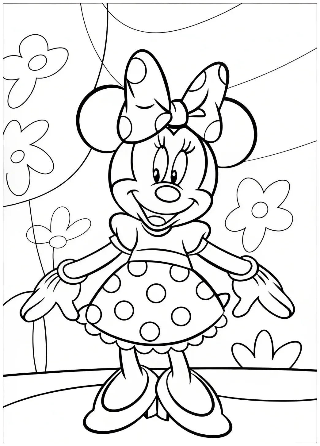 Easy Minnie Mouse Coloring Page - Free Printable