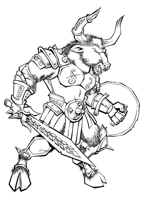 Angry Minotaur 1 Coloring Page - Free Printable Coloring Pages for Kids
