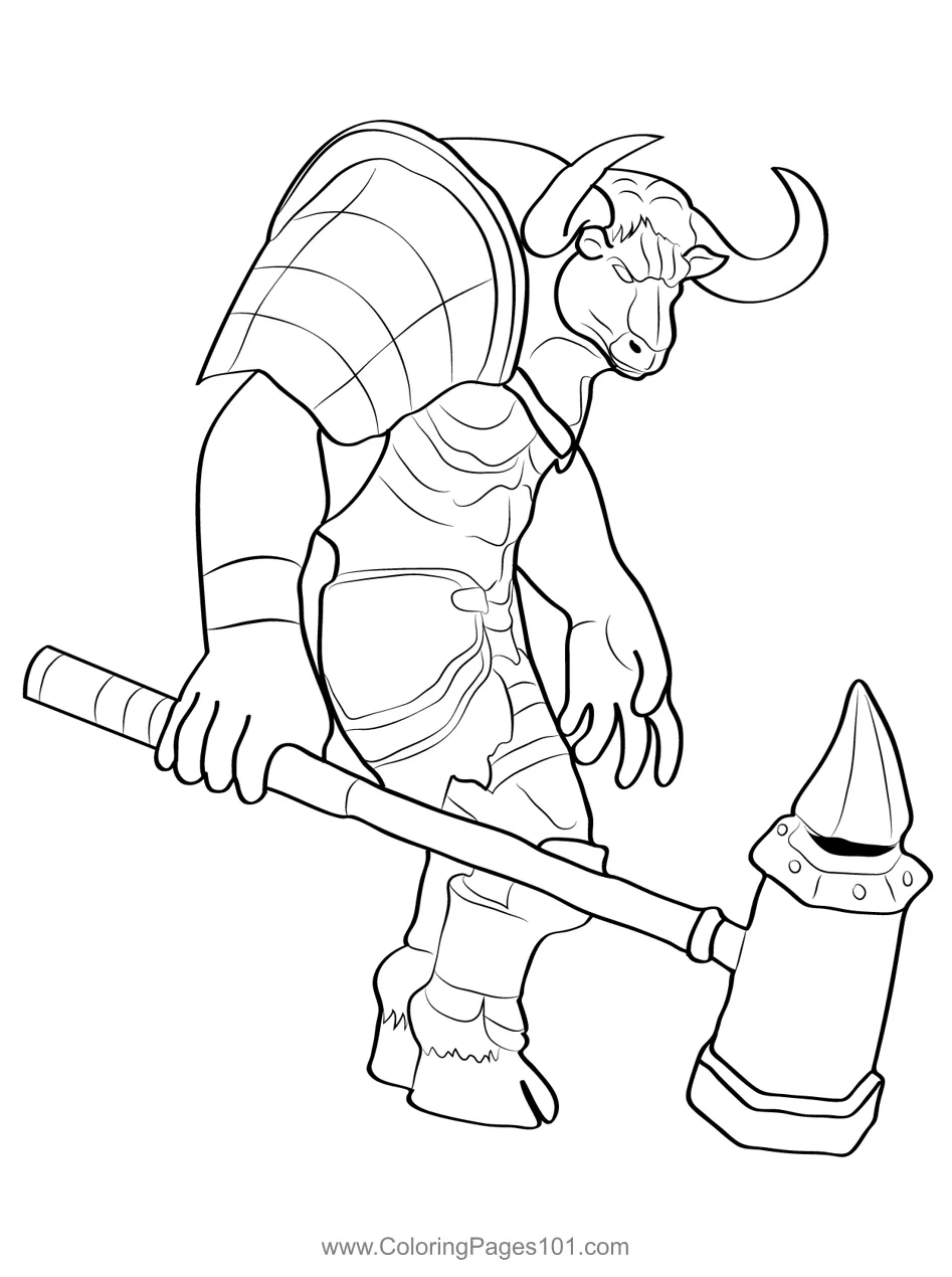 Minotaur Warrior Coloring Page for Kids - Free Minotaurs Printable
