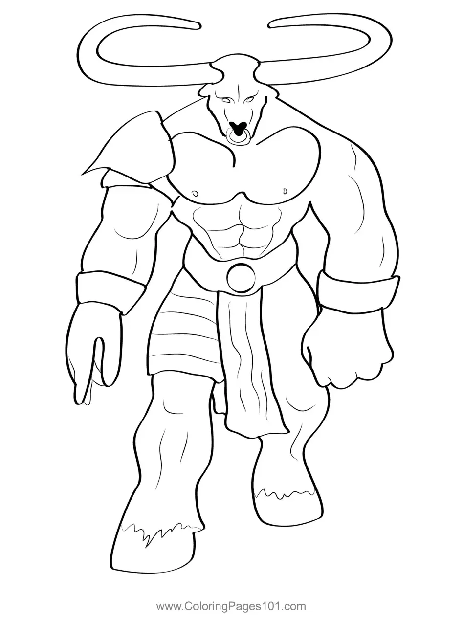 Minotaur Lord Coloring Page for Kids - Free Minotaurs Printable
