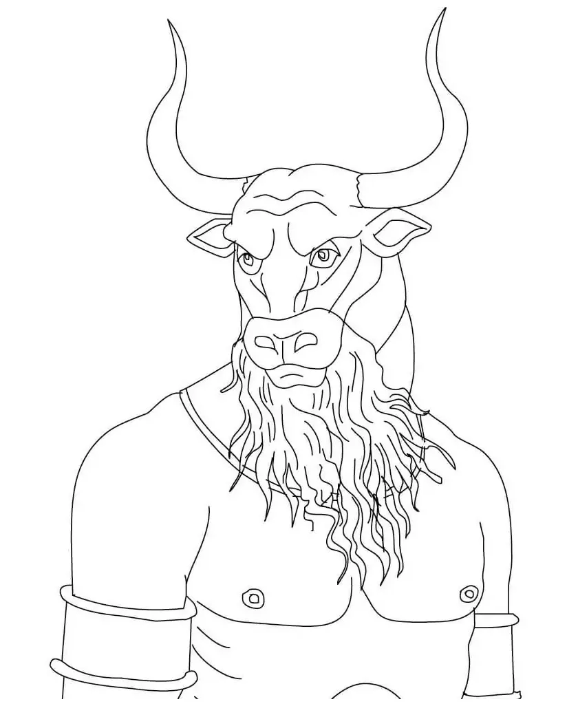 Minotaur 2 coloring page free printable coloring pages for kids printable coloring page