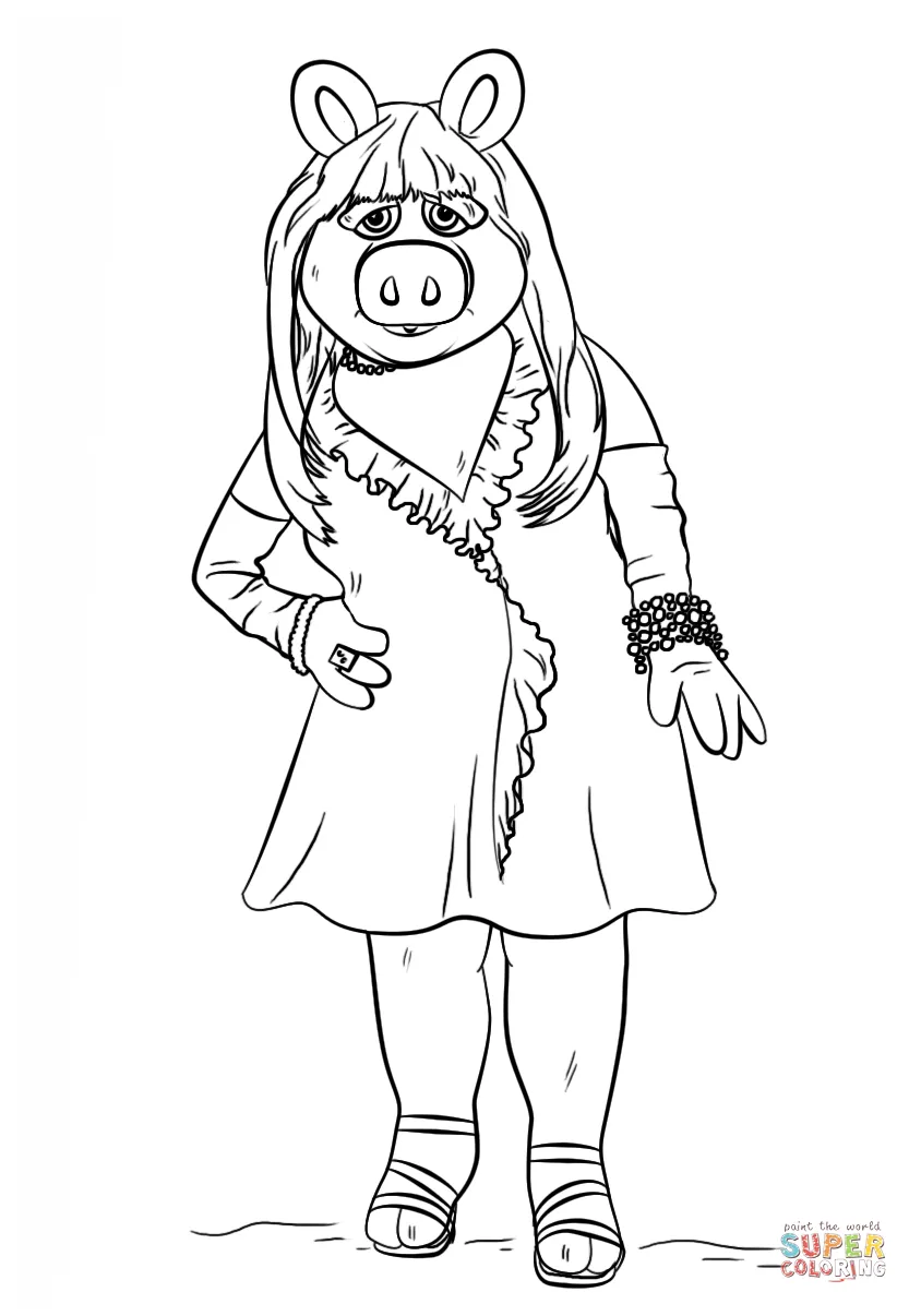 Miss piggy from the muppets coloring page free printable coloring pages