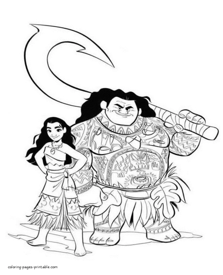 The moana and maui page to color it coloring-pages-printable