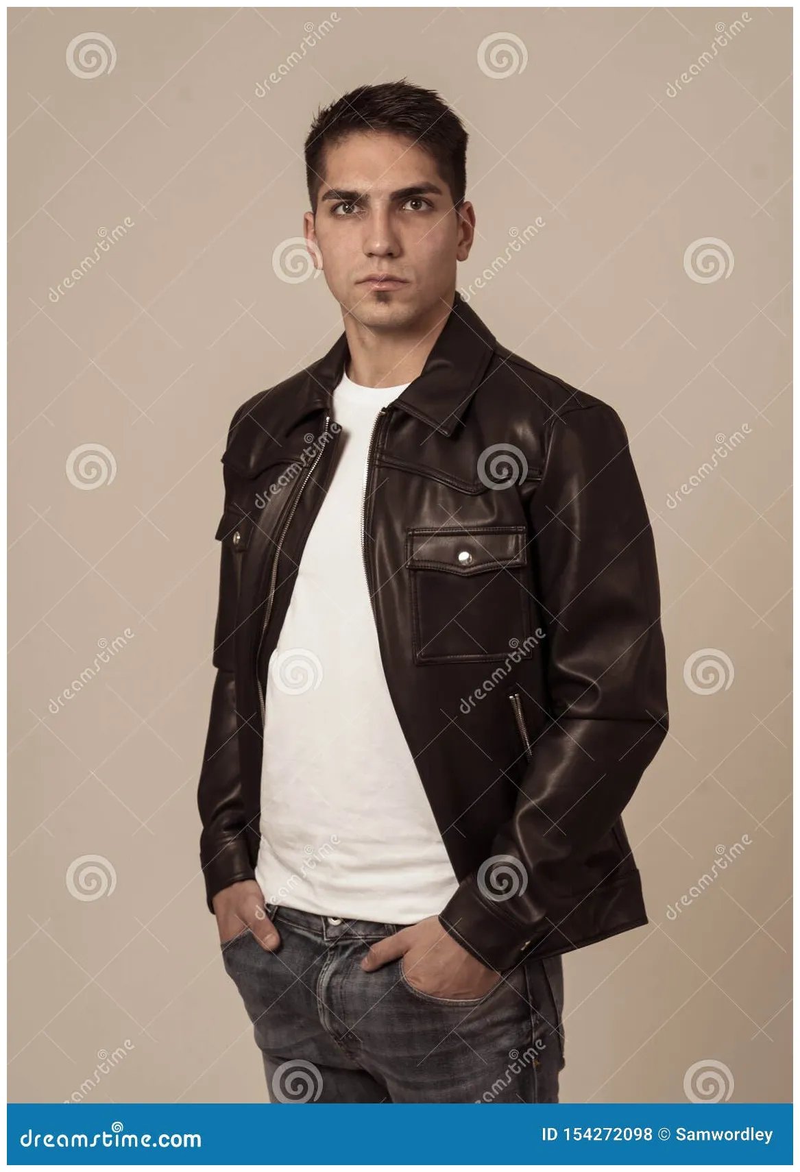 Fashion portrait of attractive young mixed race man model posing in