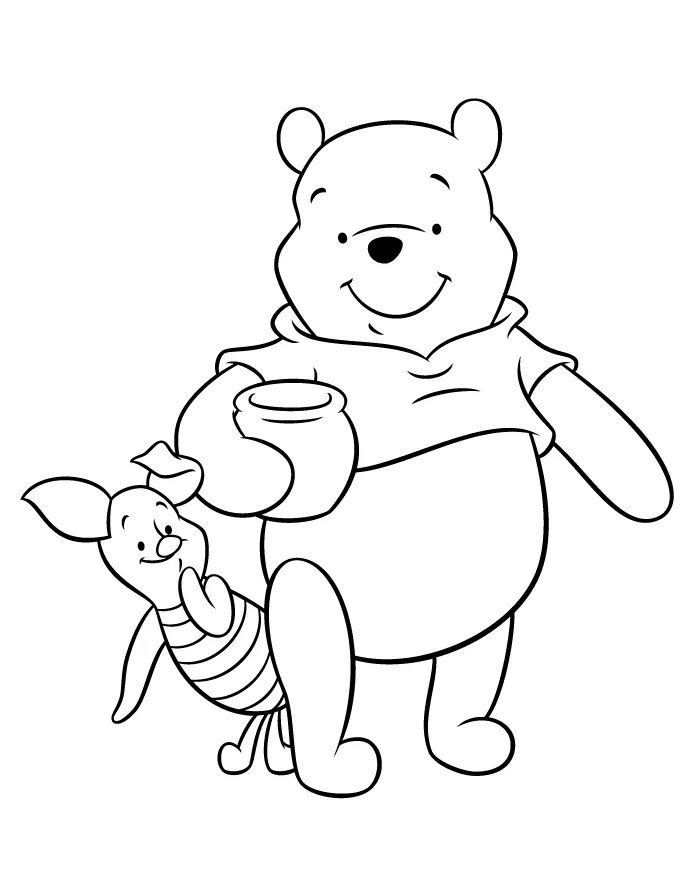 Friends pooh bear and piglet cartoon coloring page free coloring home