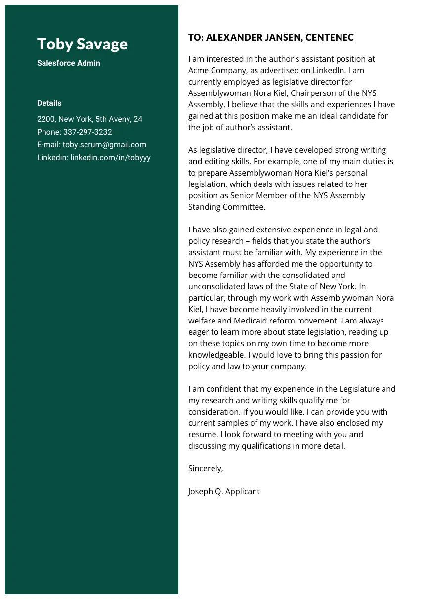 Modern Cover Letter Template — CVBLADE