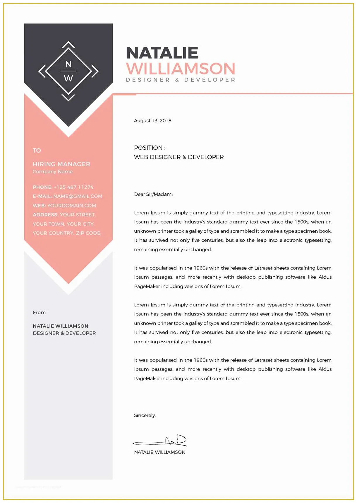 Free Modern Cover Letter Template Of Postdoc Cover Letter Template
