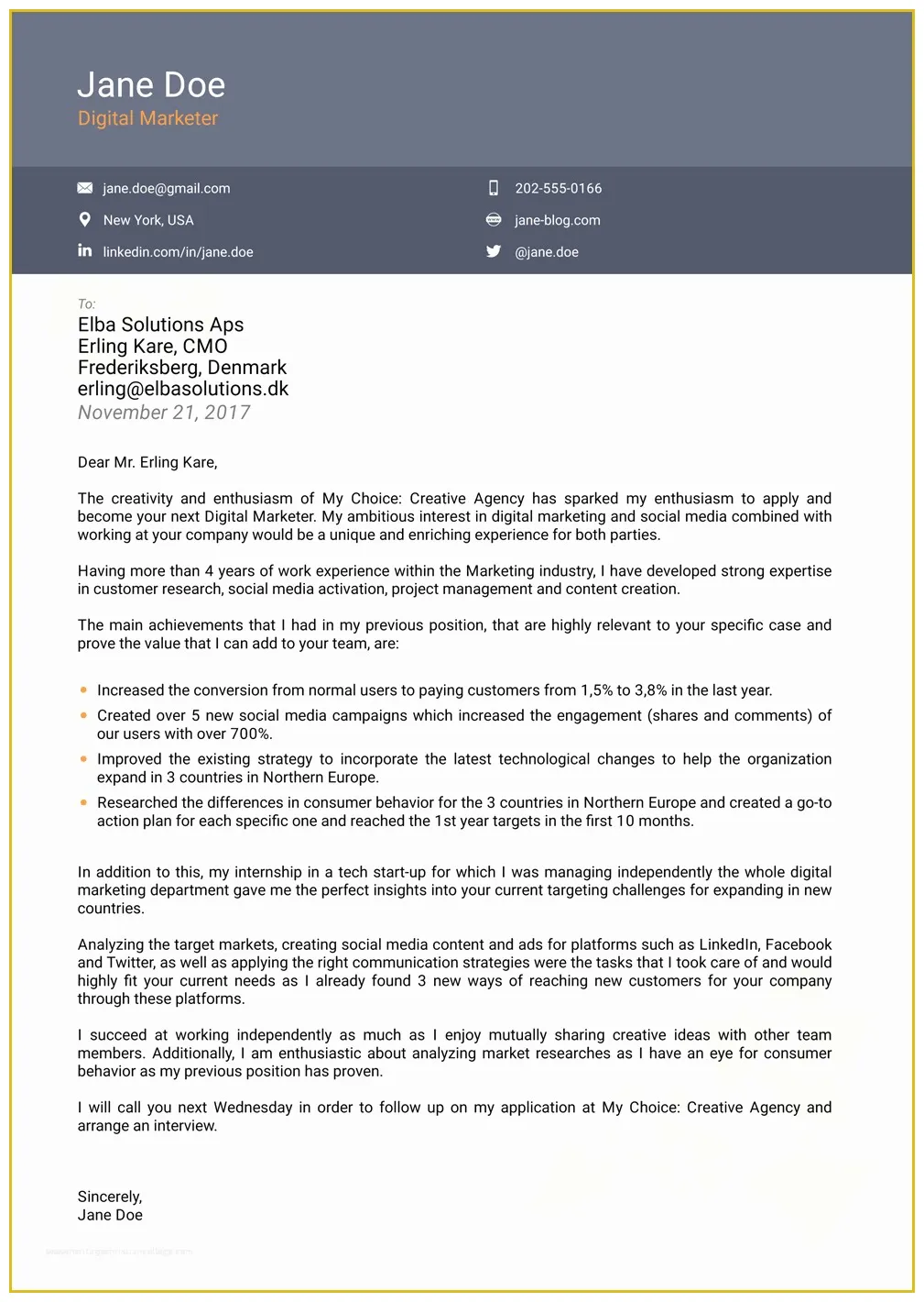 Free Modern Cover Letter Template Of Cover Letter Templates for 2019