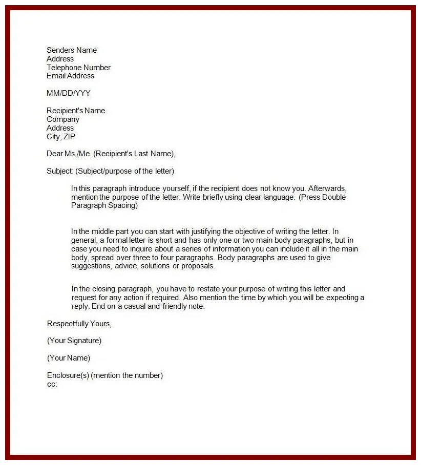 Modified Block Style Letter Format Example – Beinyu.com