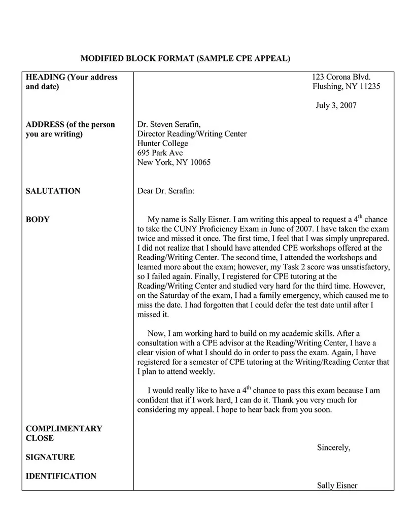 Modified Block Format Letter