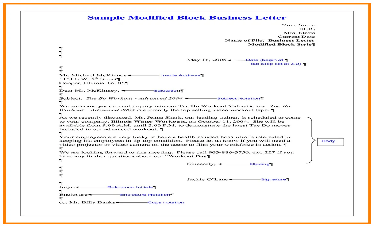 Modified Block Style Letter Format Example – Beinyu.com