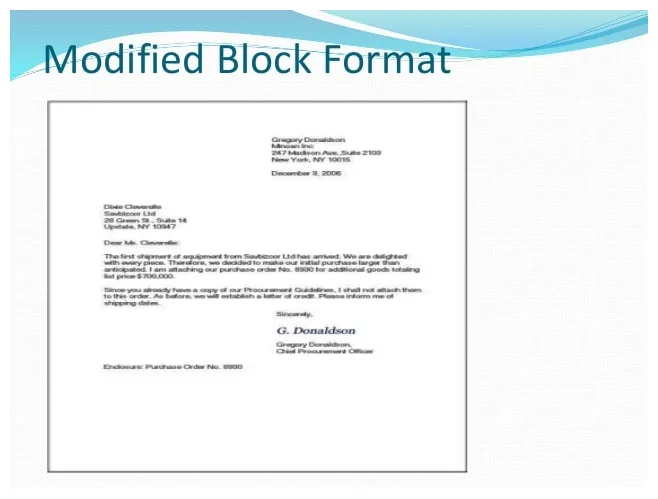 Modified Block Letter Format Example