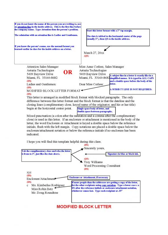 Letter Pdf 49298 | Modified Block Style Letter Format