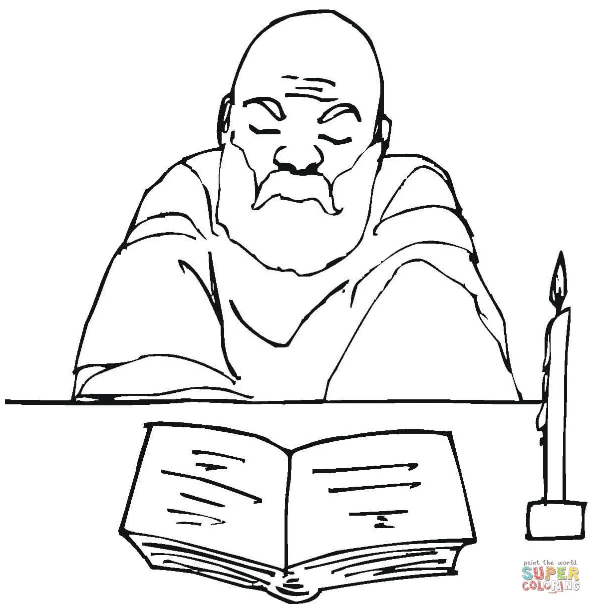 Old monk reads the bible coloring page free printable coloring pages printable coloring page