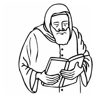 Monk reading bible coloring page