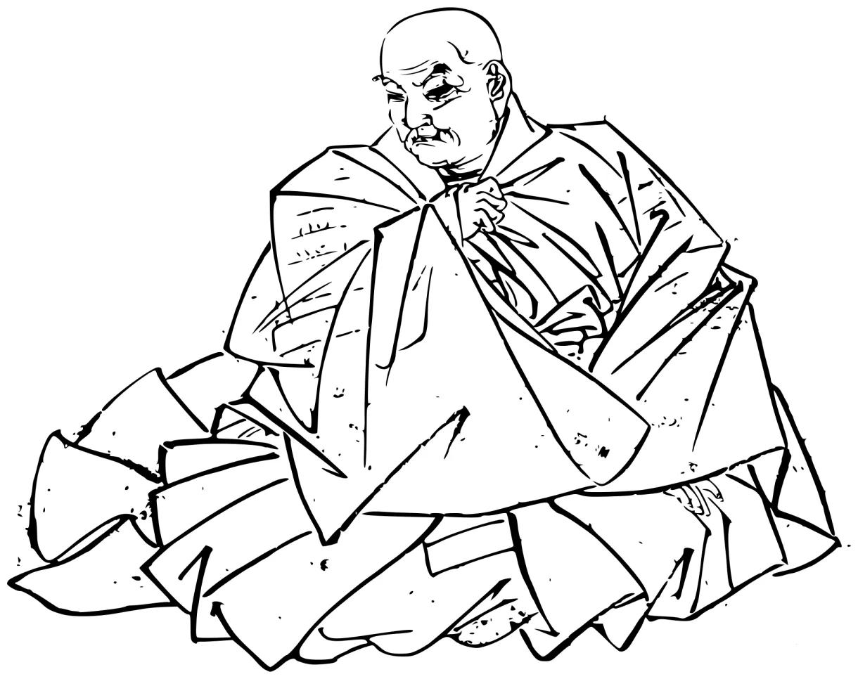 Vintage monk sketch coloring page colouringpages
