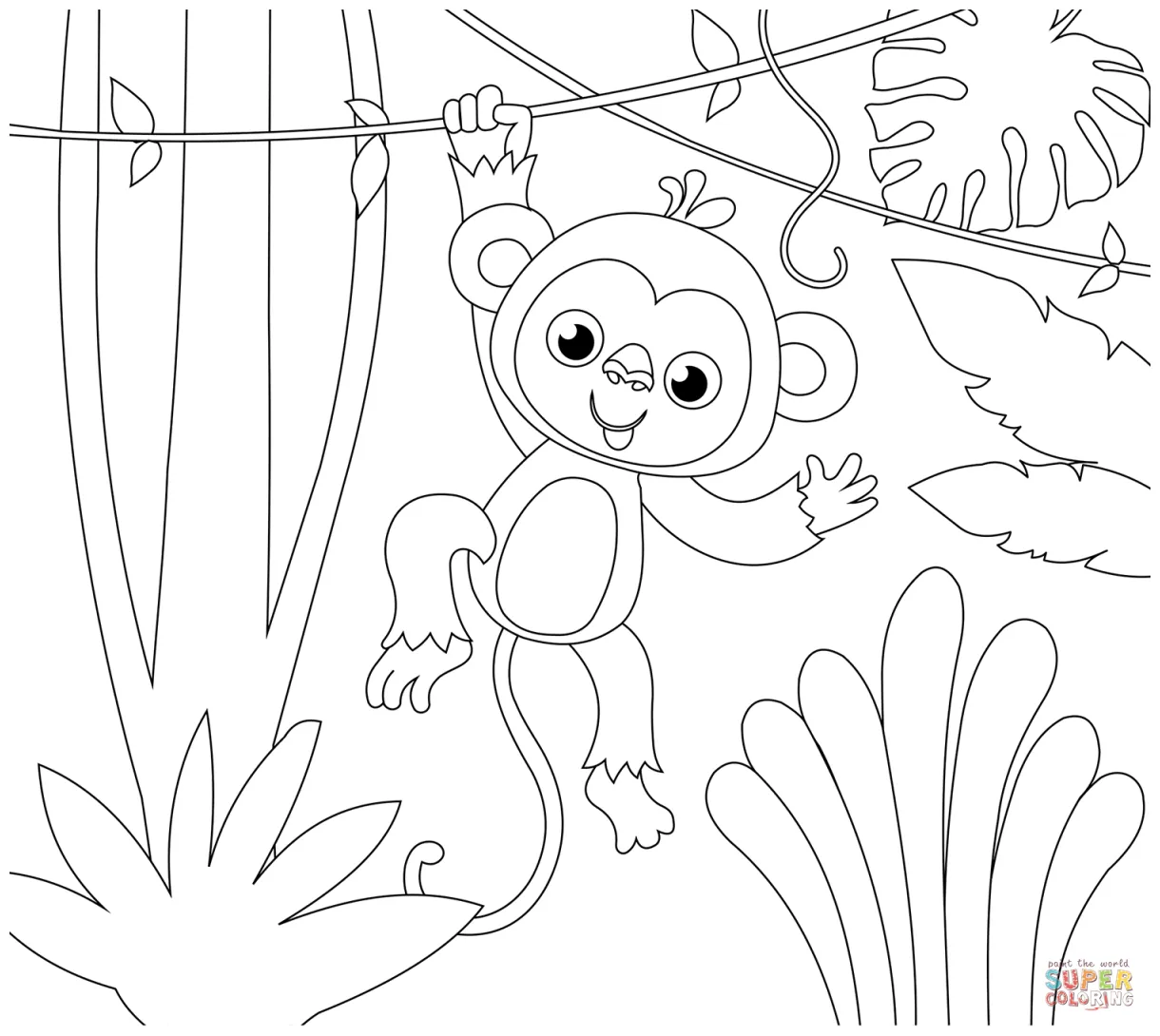 Monkey coloring page | Free Printable Coloring Pages