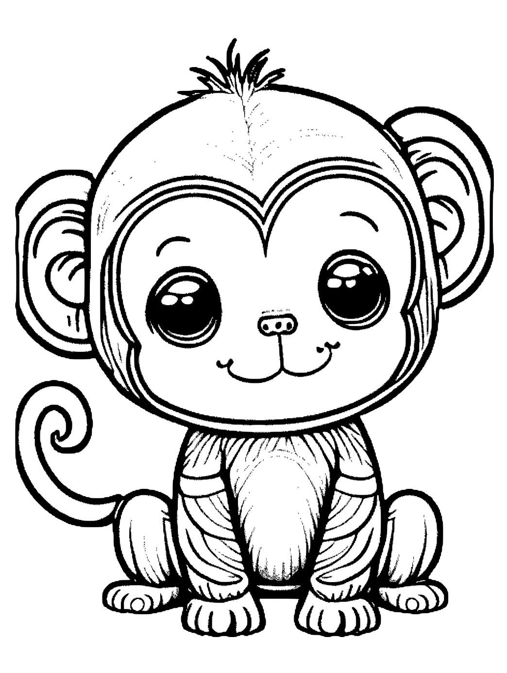 Cute Monkey Coloring Page - Download Free Printable