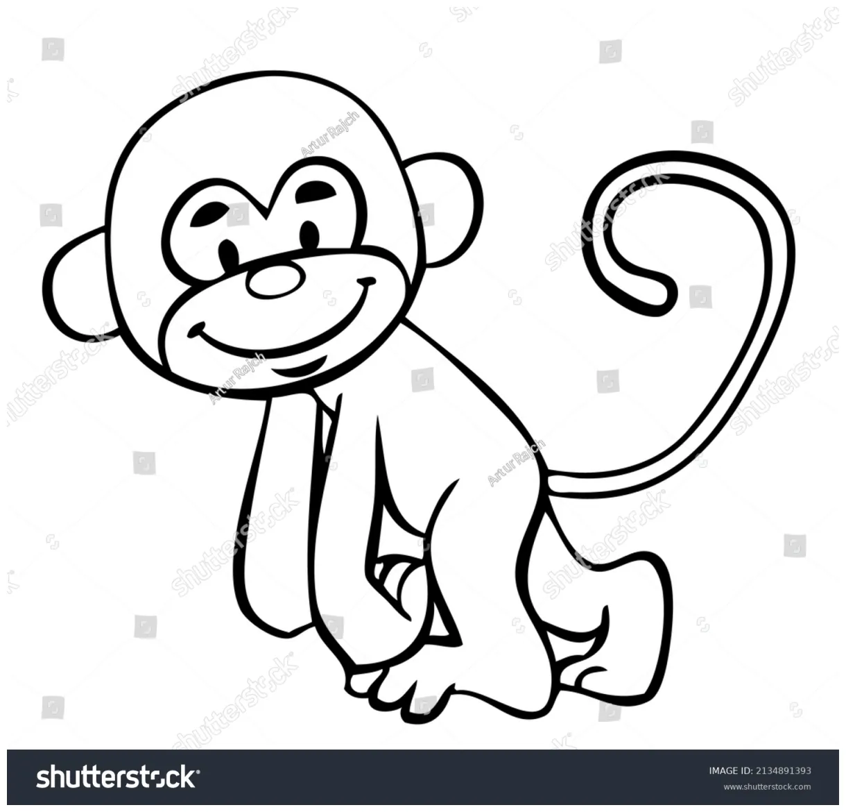 4,363 Monkey Coloring Page Images, Stock Photos & Vectors | Shutterstock